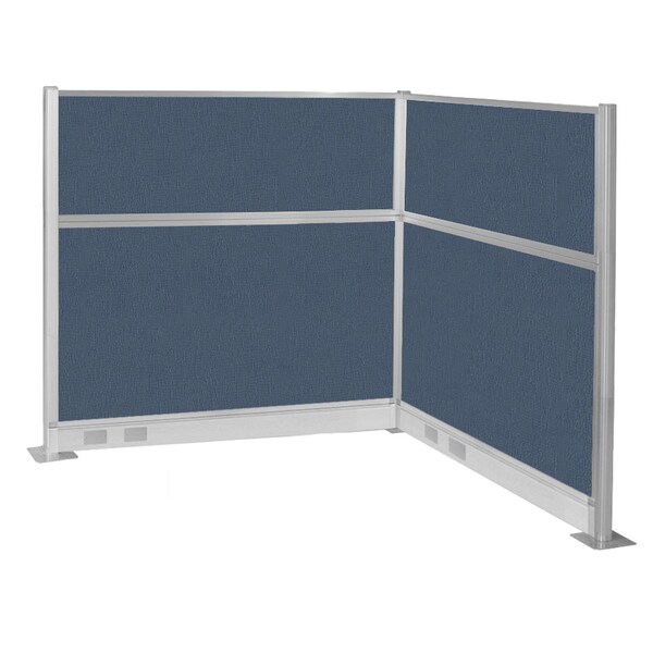 Pre-Configured Hush Panel Electric Cubicle (L Shape) 6' x 6' Ocean Fabric